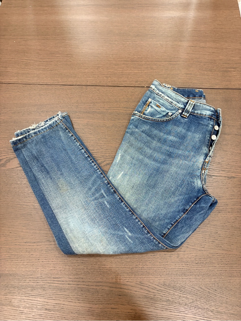Hugo Boss Orange 90 Menβs Jeans 33x34 Tapered Fit Distressed Blue Denim